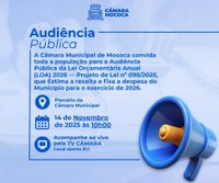 AUDIÊNCIA PÚBLICA DA LEI ORCAMENTÁRIA ANUAL (LOA) 2026 SERÁ REALIZADA NO DIA 14 DE NOVEMBRO DE 2025 ÀS 10H