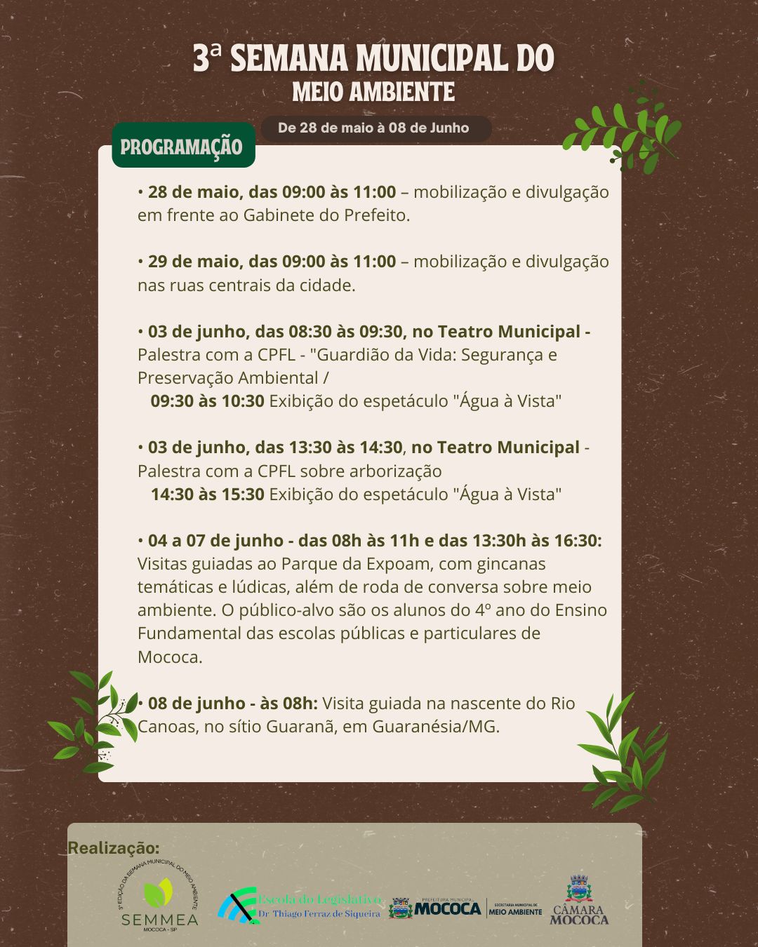 3ª Semana Municipal do Meio Ambiente é Anunciada pela Câmara Municipal de Mococa